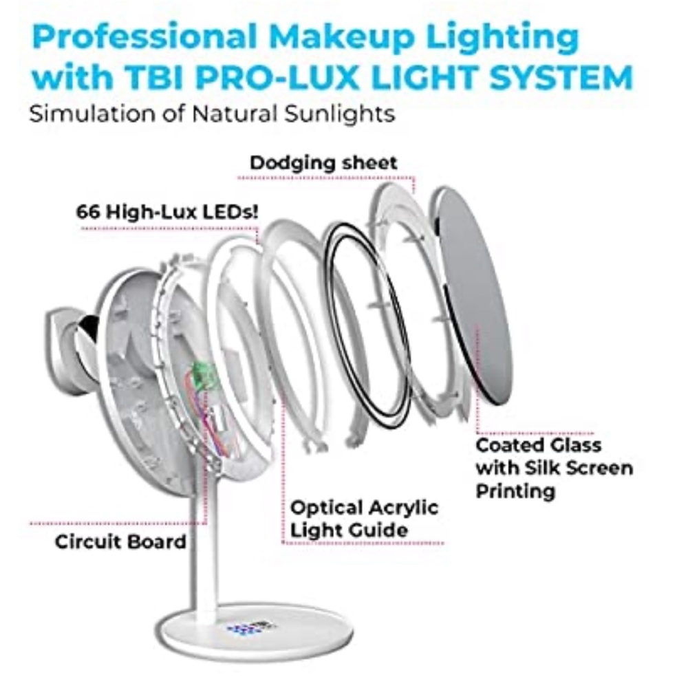 Lighted Mirror 7X Magnifying Tricolor Rechargeable - Picture 5 of 8